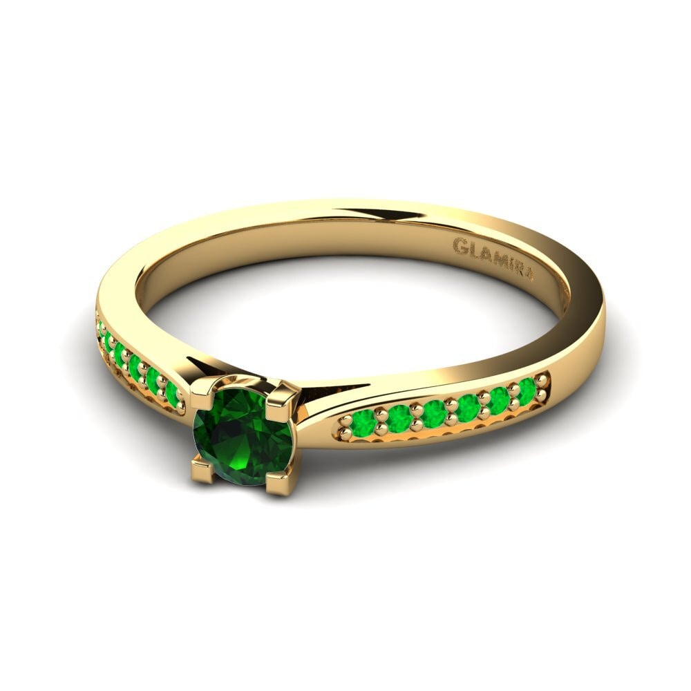 14ct Yellow Gold Green Tourmaline Engagement Ring Alina 0.25 crt