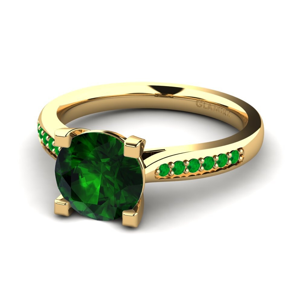 14ct Yellow Gold Green Tourmaline Engagement Ring Alina 2.0 crt