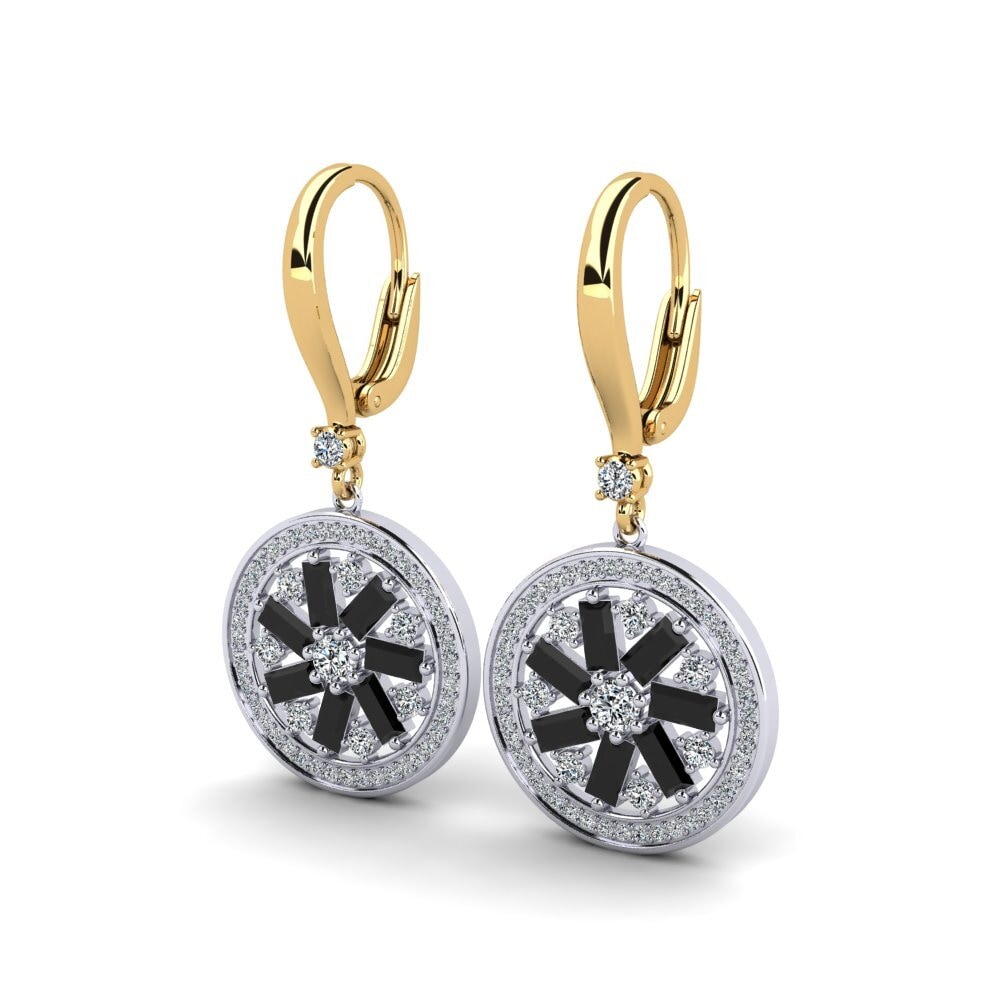 14k Oro Blanco & Amarillo Baguette Pendiente de mujer Alishia