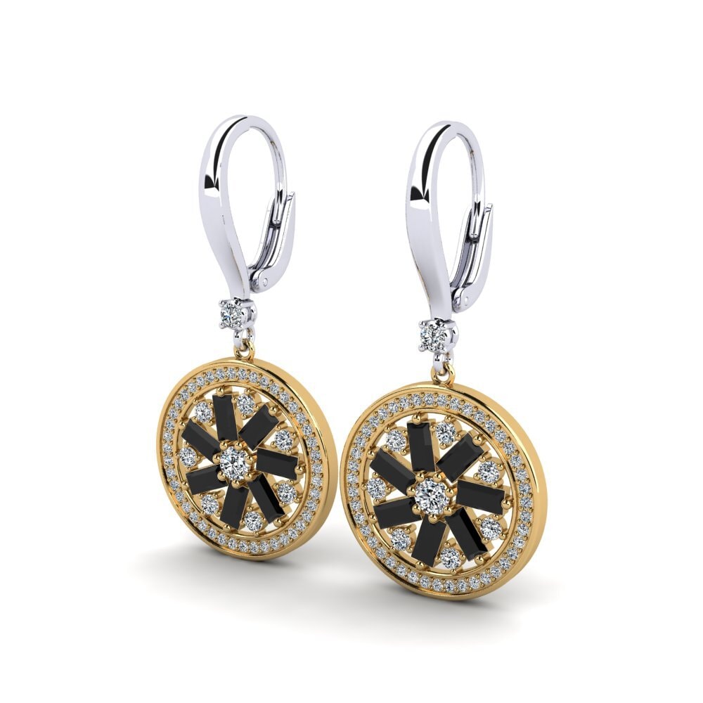 14k Oro Amarillo/Blanco Baguette Pendiente de mujer Alishia