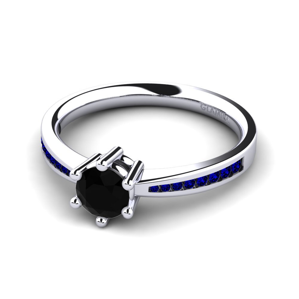 9ct White Gold Black Diamond Engagement Ring Alita