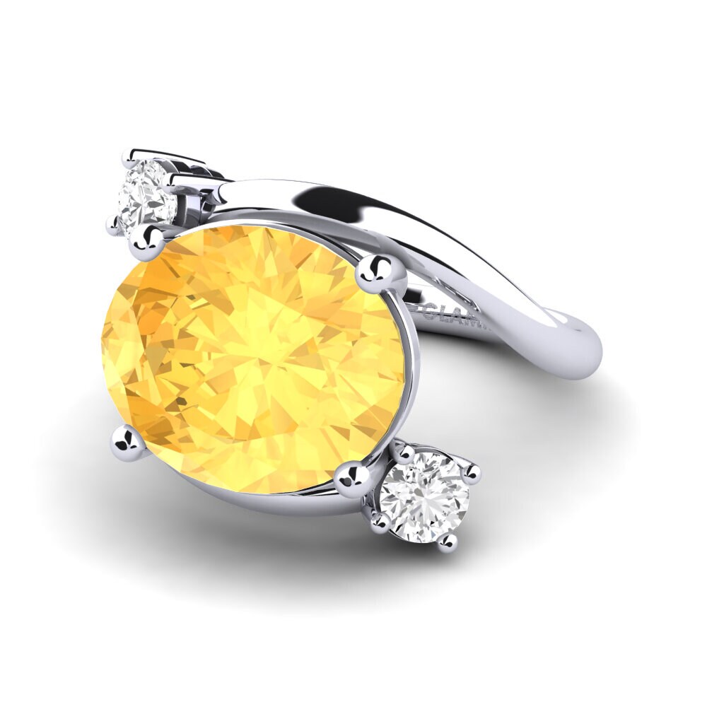 White Silver Citrine Ring Alkida