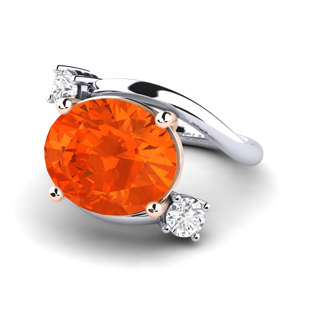 Big Stone 14K White & Rose Gold Engagement Rings