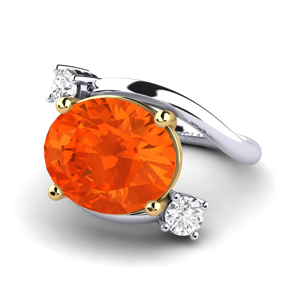 Anillos de compromiso 14k Oro Blanco / Amarillo Piedra Grande