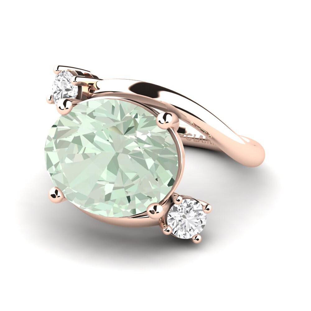 9k Rose Gold Green Amethyst Ring Alkida