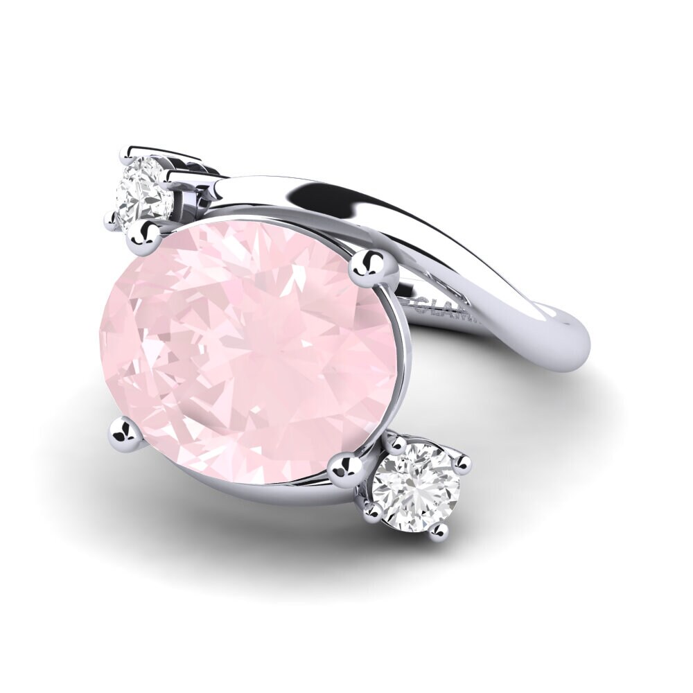Or Blanc 9k Quartz Rose Bague Alkida