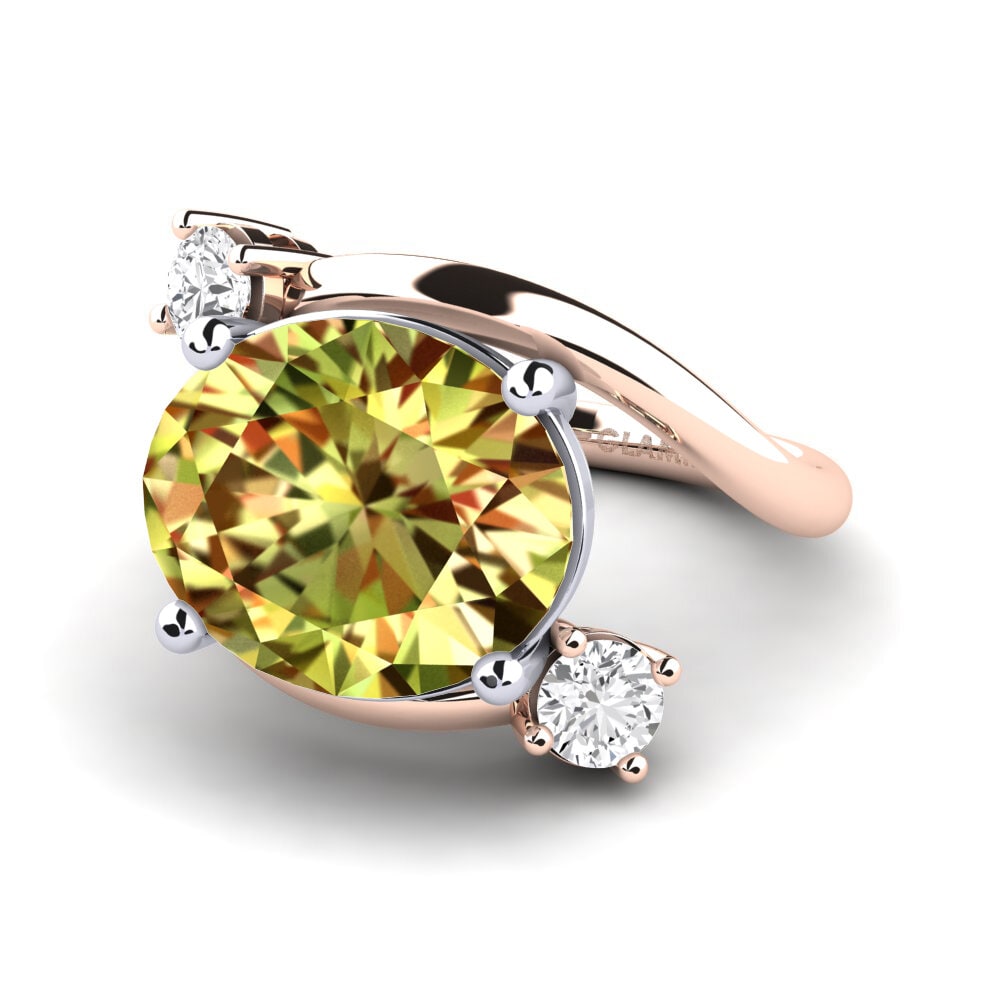 Bagues Or Rose& Blanc 14k Pierre de Sultan Pierre imposante