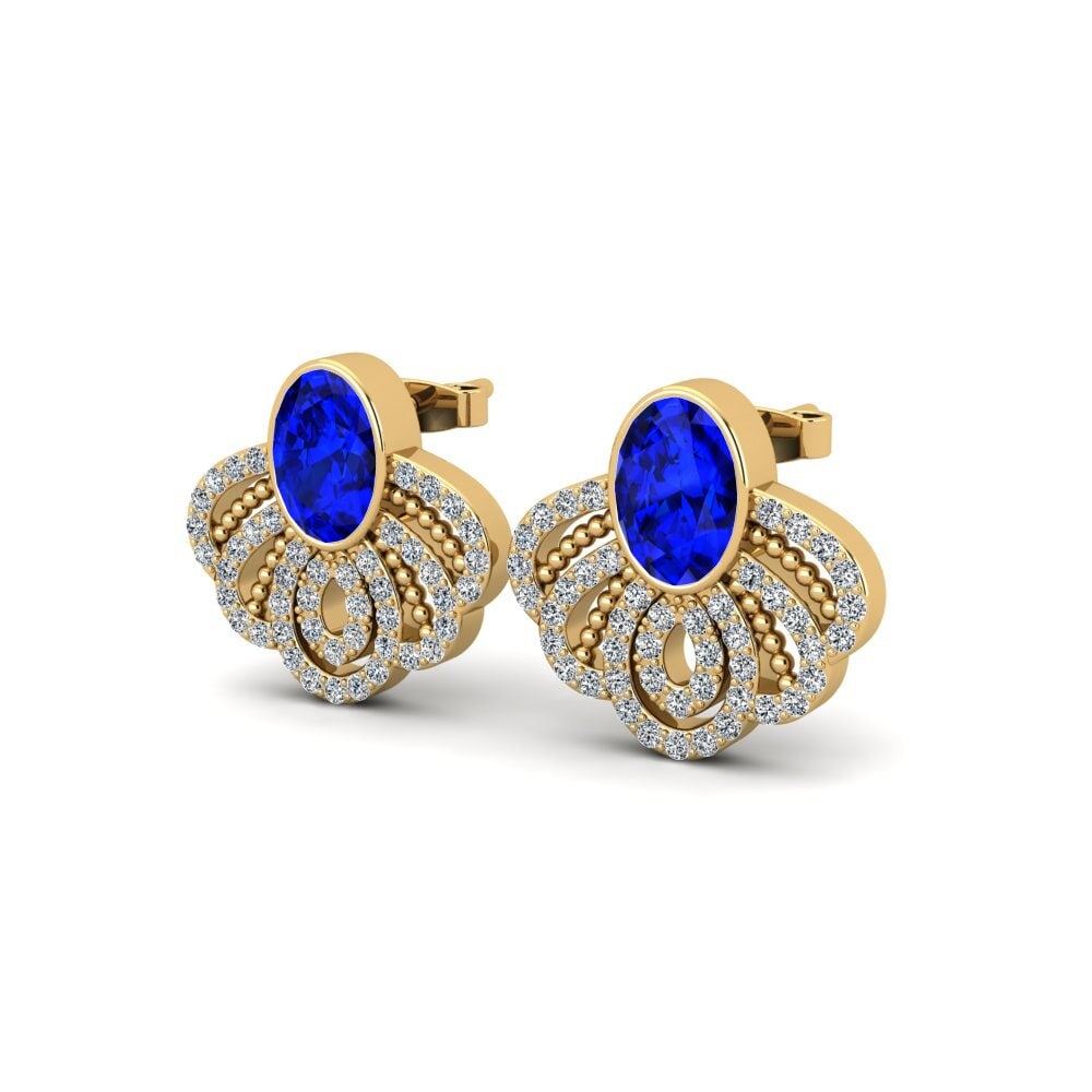 Oval Sapphire (Lab Created) Women's Earring Allee