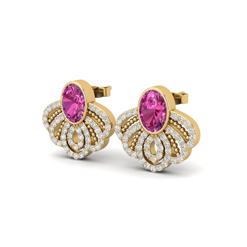 Ovaal Roze Topaas Dames Oorbellen Allee