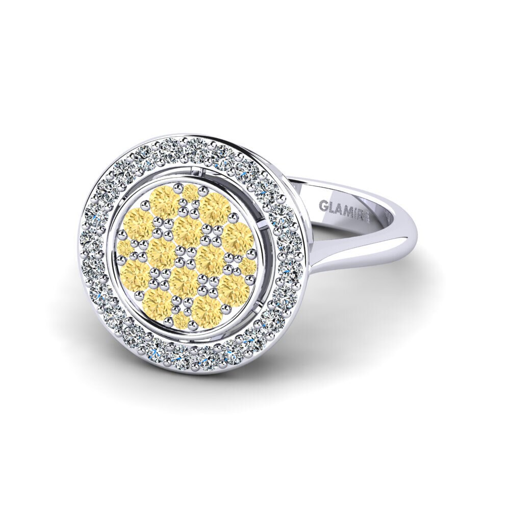 Diamante Amarelo Anel de Noivado Alleuze