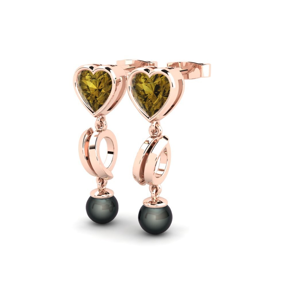 9ct Rose Gold Brown Zircon Women's Earring Allibis