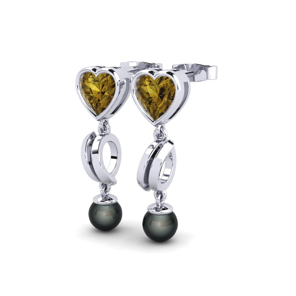 9ct White Gold Brown Zircon Women's Earring Allibis