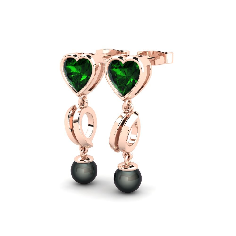 14k Oro Rosa Turmalina verde Pendiente de mujer Allibis