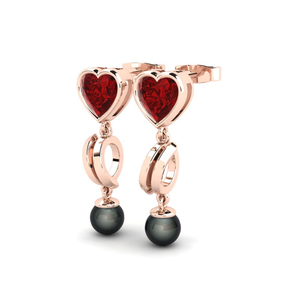 9ct Rose Gold Ruby (Lab Created) Women's Earring Allibis