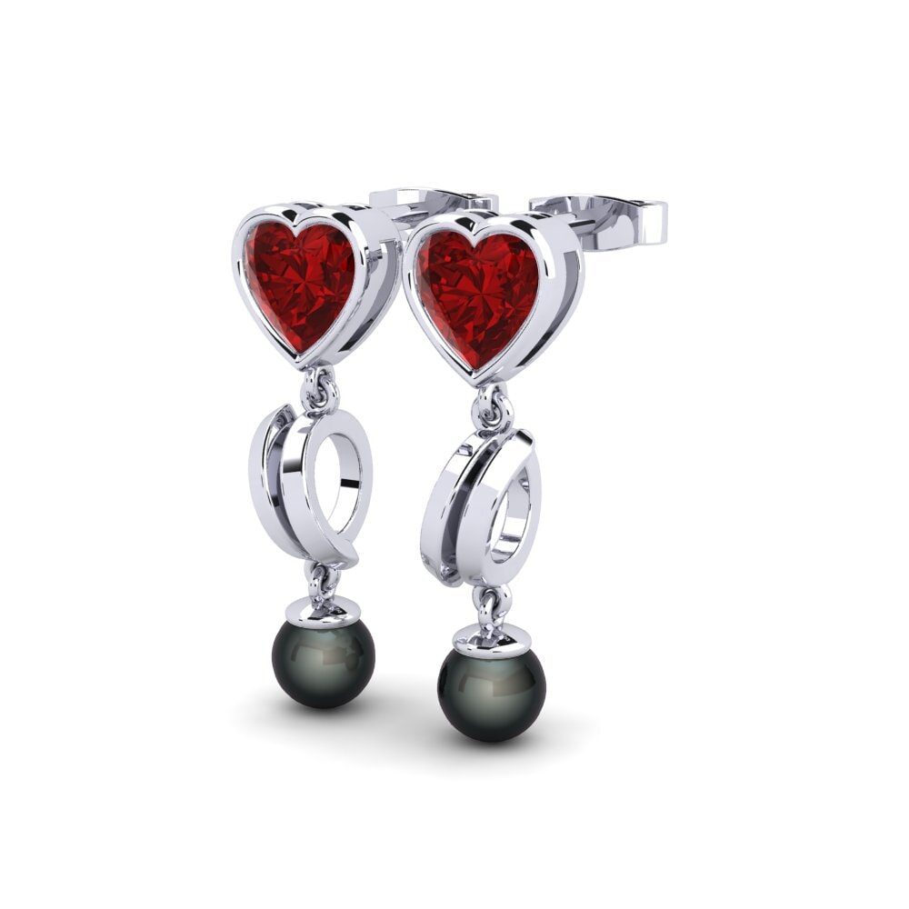 White Silver Ruby (Lab Created) Women's Earring Allibis