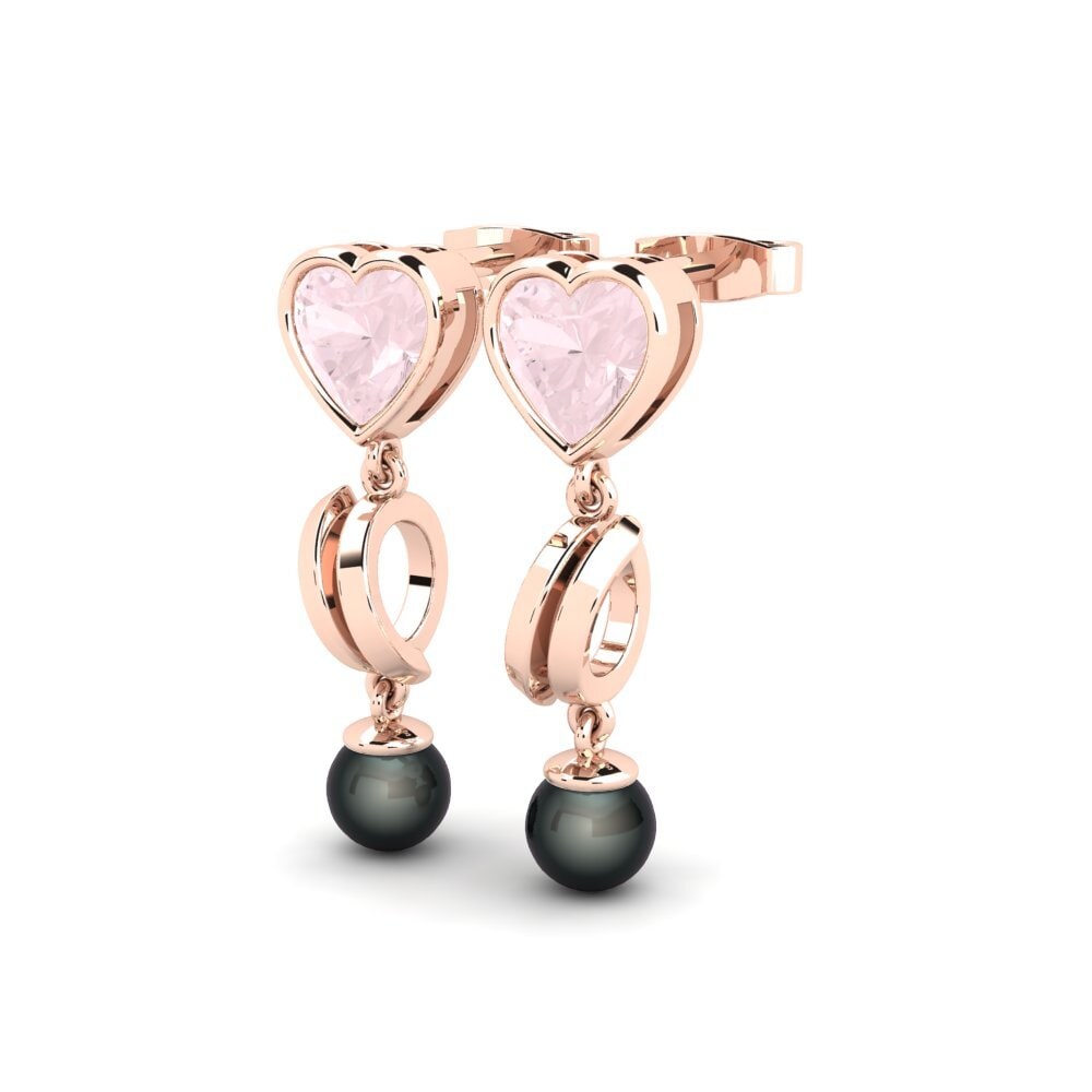 14k Oro Rosa Cuarzo rosa Pendiente de mujer Allibis