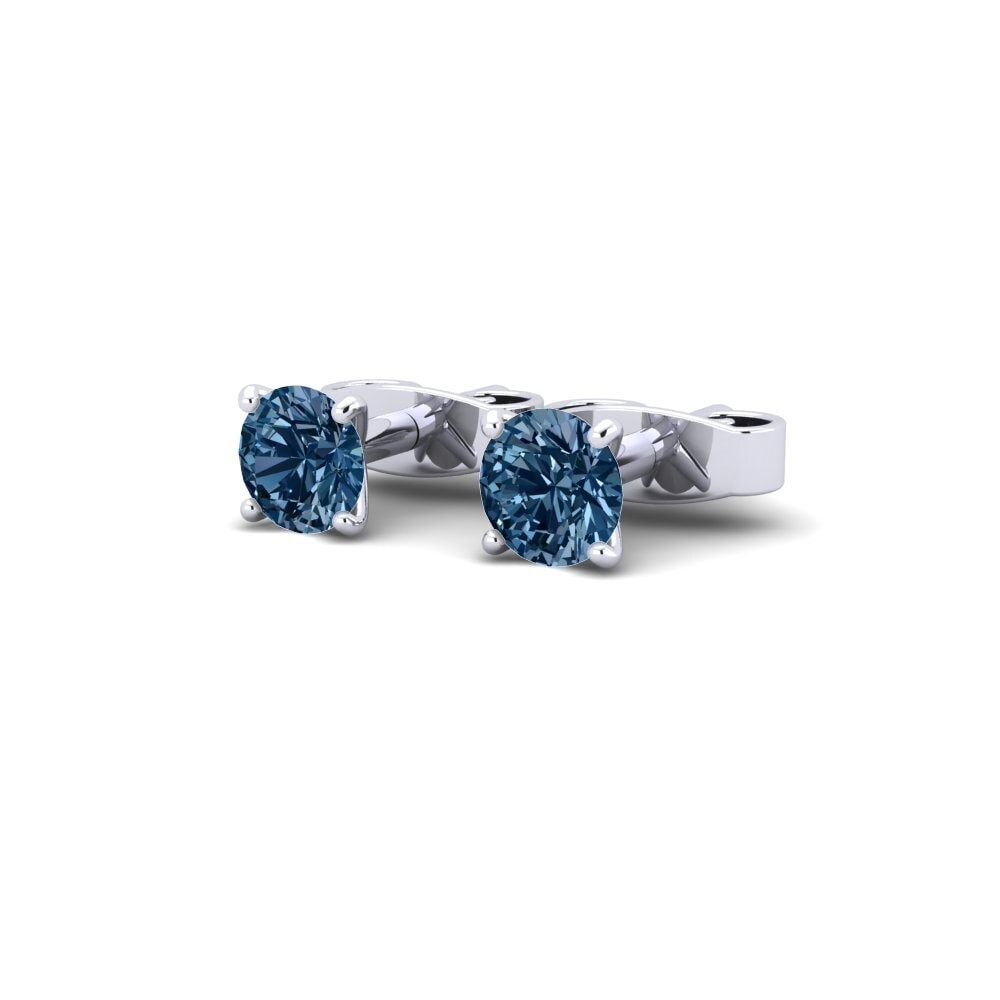 18k White Gold Blue Diamond Kid's Earring Allie