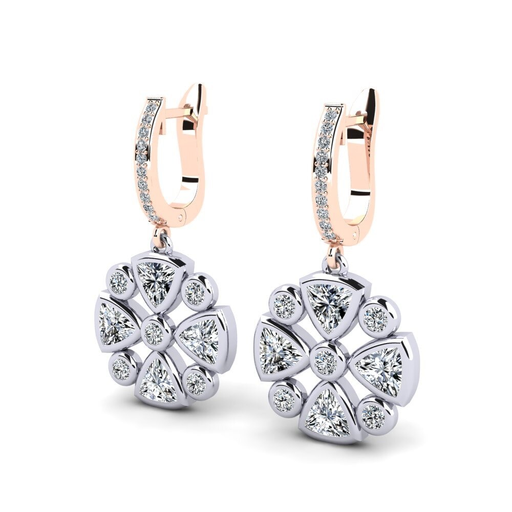 14k Oro Blanco & Rosa Trillón Pendiente de mujer Allora