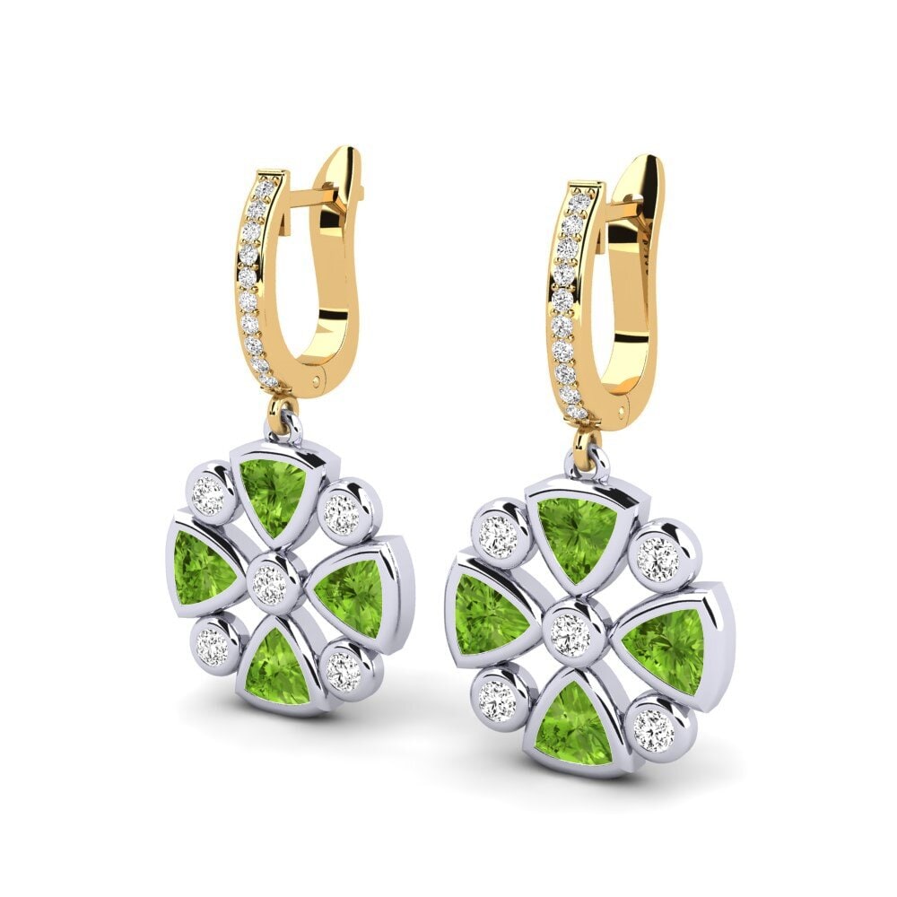 9ct White & Yellow Gold Peridot Women's Earring Allora