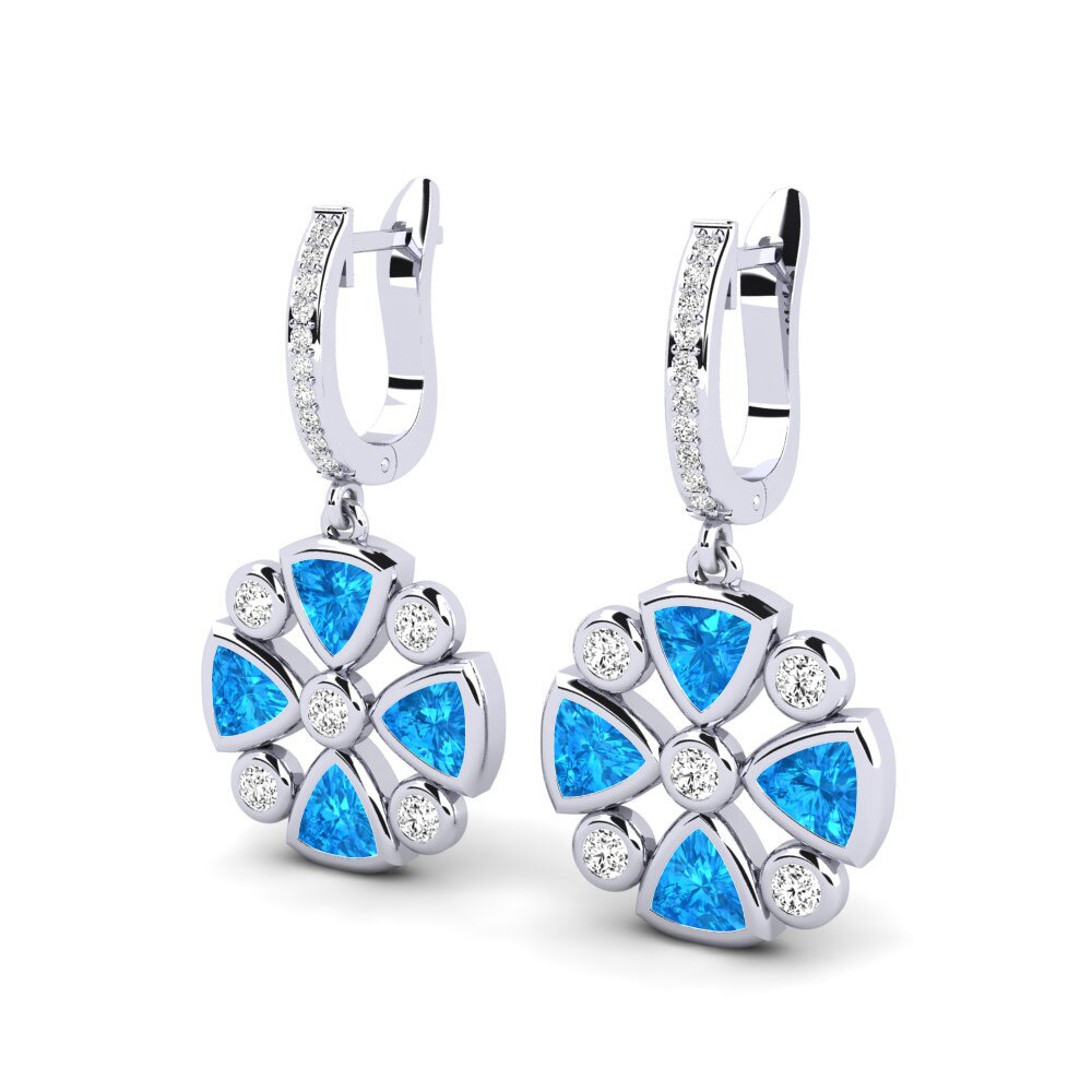Azul Topázio Brincos Feminino Allora