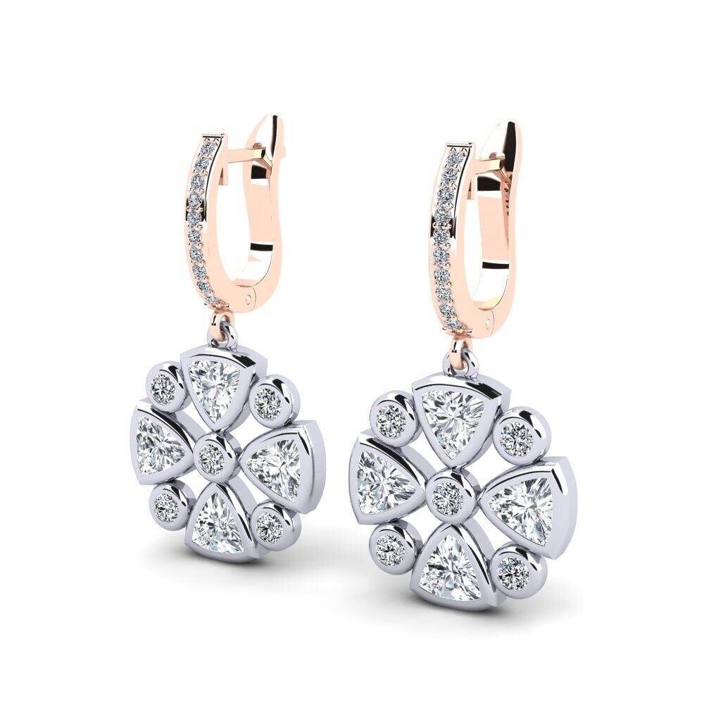 9k Oro Blanco & Rosa Circón Blanco Pendiente de mujer Allora