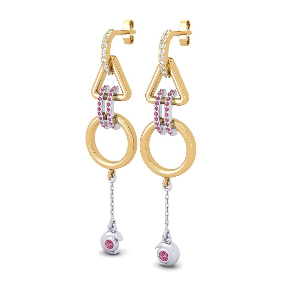 14k Oro Amarillo & Blanco Granate Rhodolite Pendiente de mujer Allyce