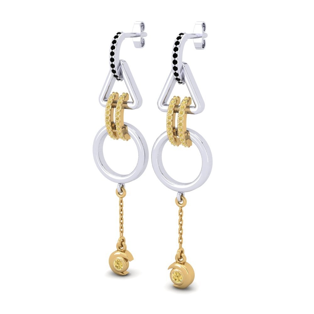 14ct White & Yellow Gold Yellow Diamond Women's Earring Allyce