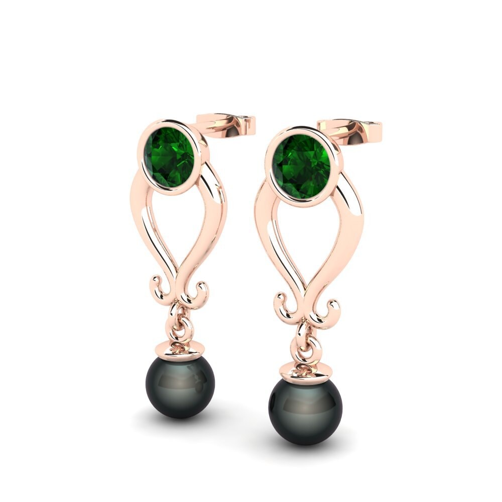 14k Oro Rosa Turmalina verde Pendiente de mujer Allyn