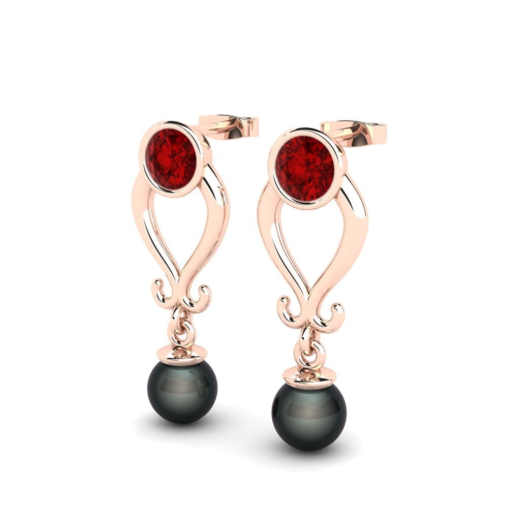 9ct Rose Gold Ruby (Lab Created) Women's Earring Allyn