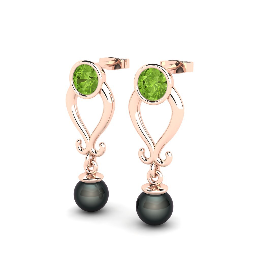 14k Oro Rosa Peridoto Pendiente de mujer Allyn