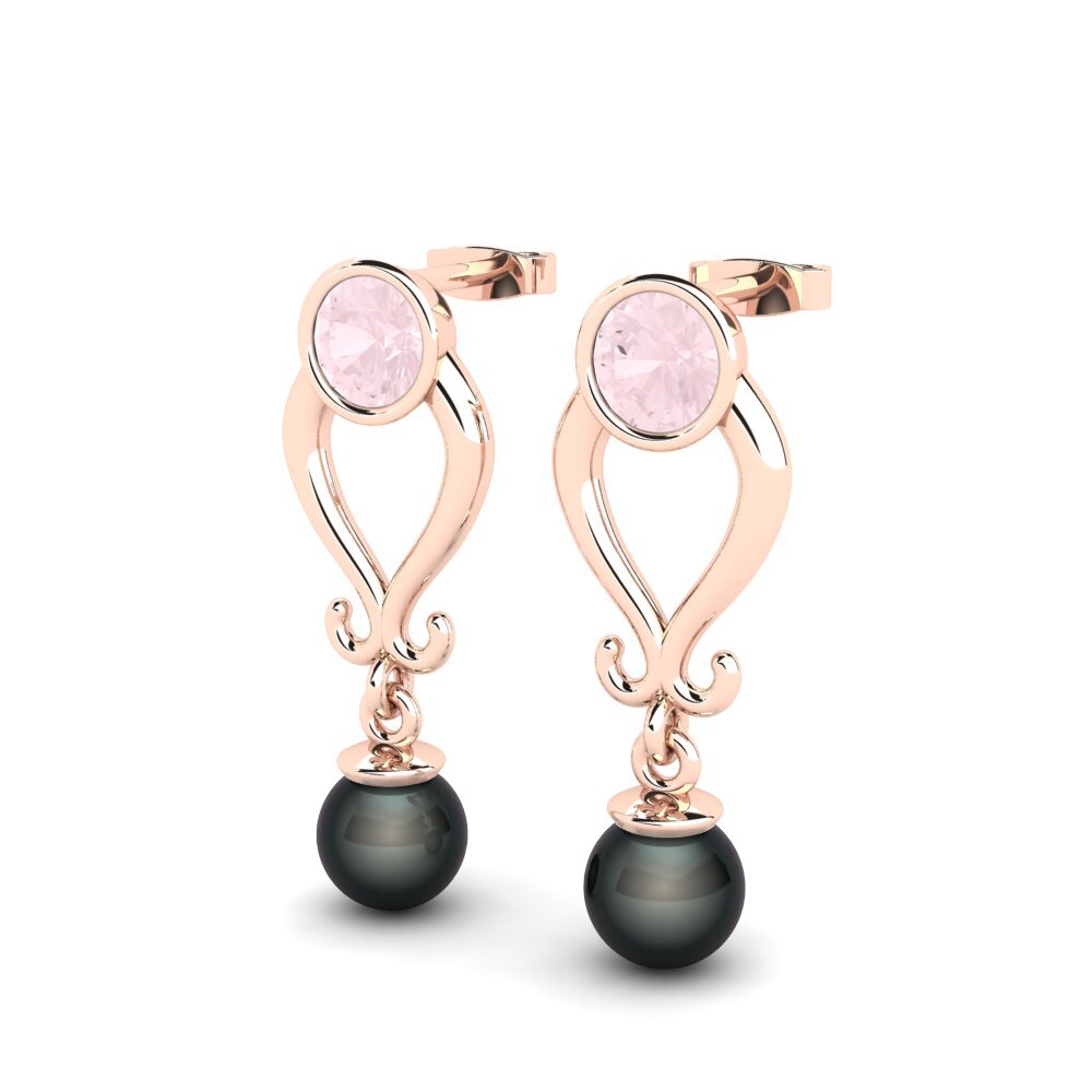 14k Oro Rosa Cuarzo rosa Pendiente de mujer Allyn
