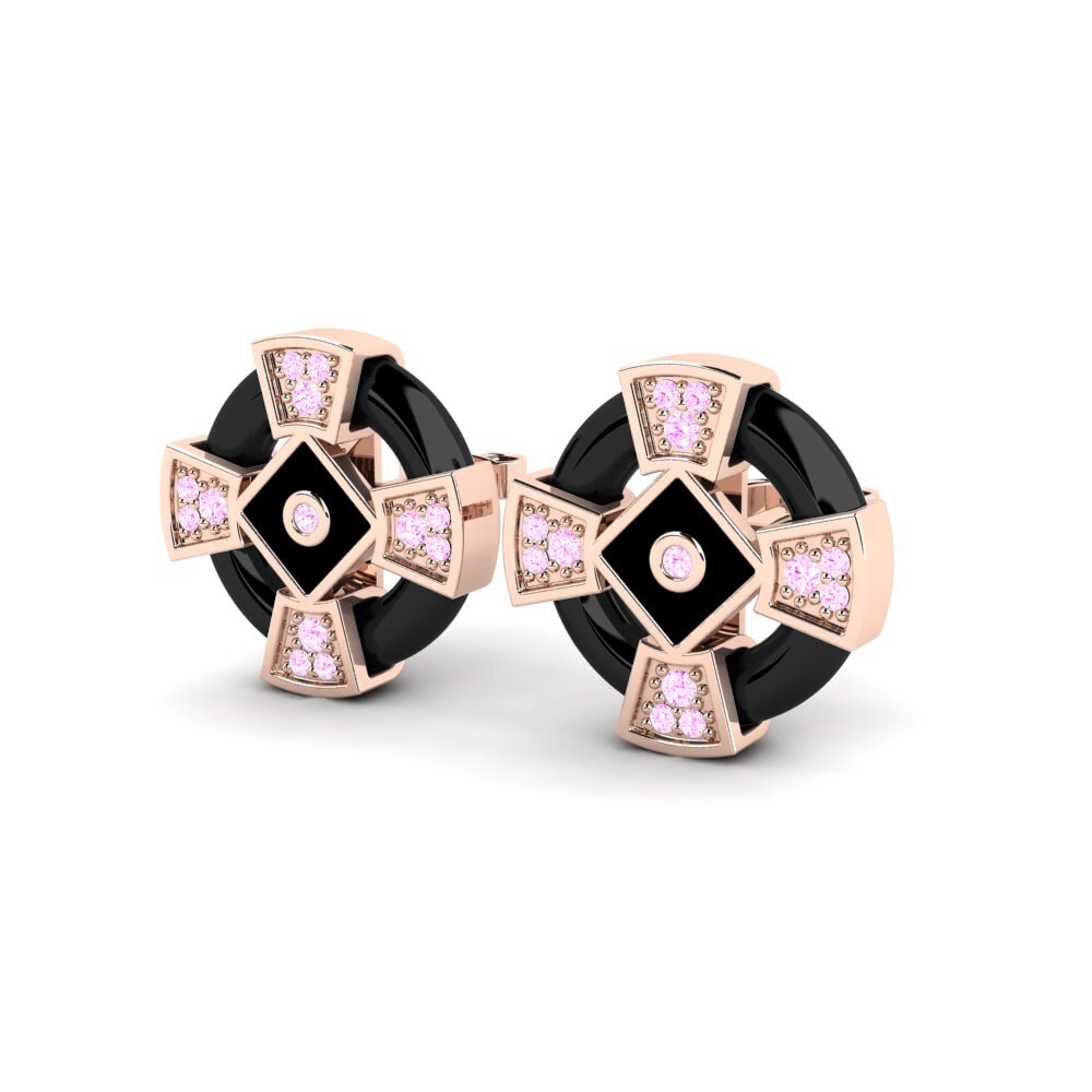 14k Oro Rosa Zafiro Rosado Pendiente de mujer Almanza