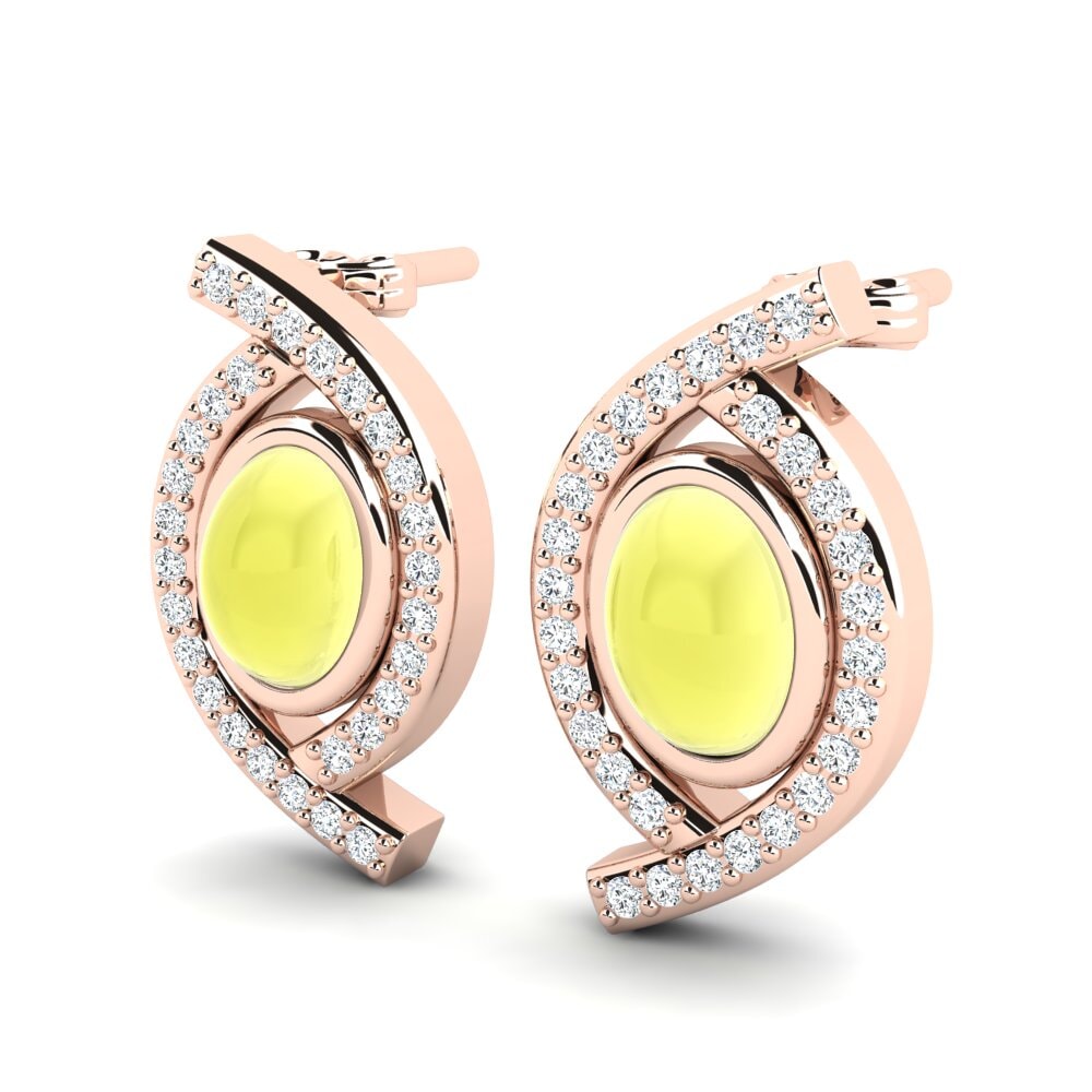 18ct Rose Gold Cabochon Lemon Topaz Women's Earring Almodia