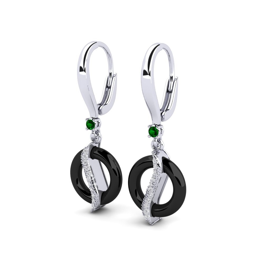 White Silver Green Zirconia Women's Earring Almon