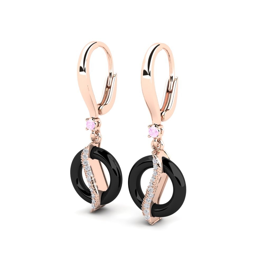 14k Oro Rosa Zafiro Rosado Pendiente de mujer Almon