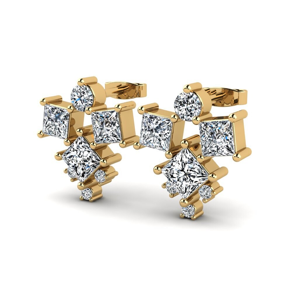 18k Oro Amarillo Princesa Pendiente de mujer Alodie
