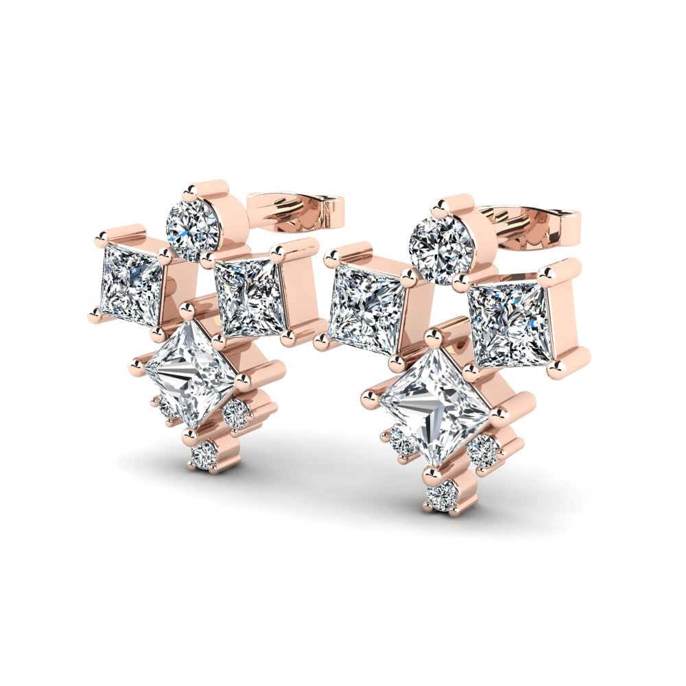 14k Oro Rosa Circón Blanco Pendiente de mujer Alodie