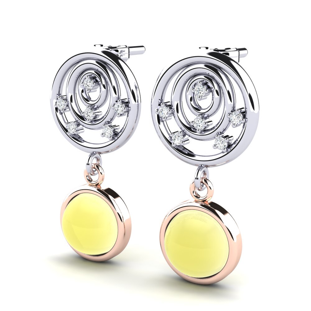 14k White & Rose Gold Cabochon Lemon Topaz Women's Earring Alorna