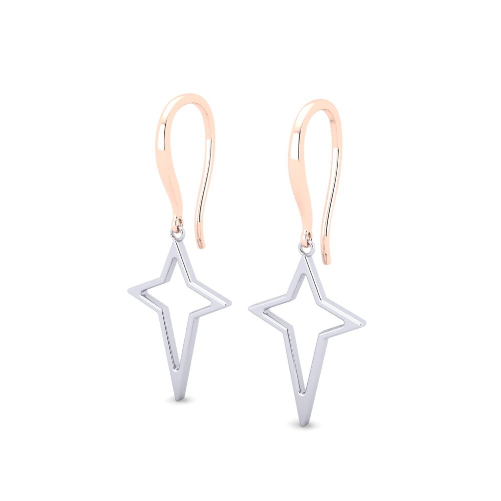 9k Oro Rosa/Blanco Pendientes Alouette