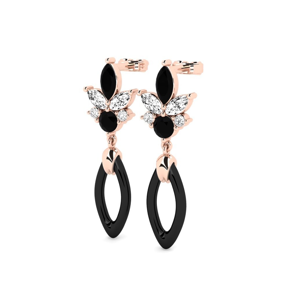 14k Oro Rosa Ónix Negro Pendiente de mujer Alteha