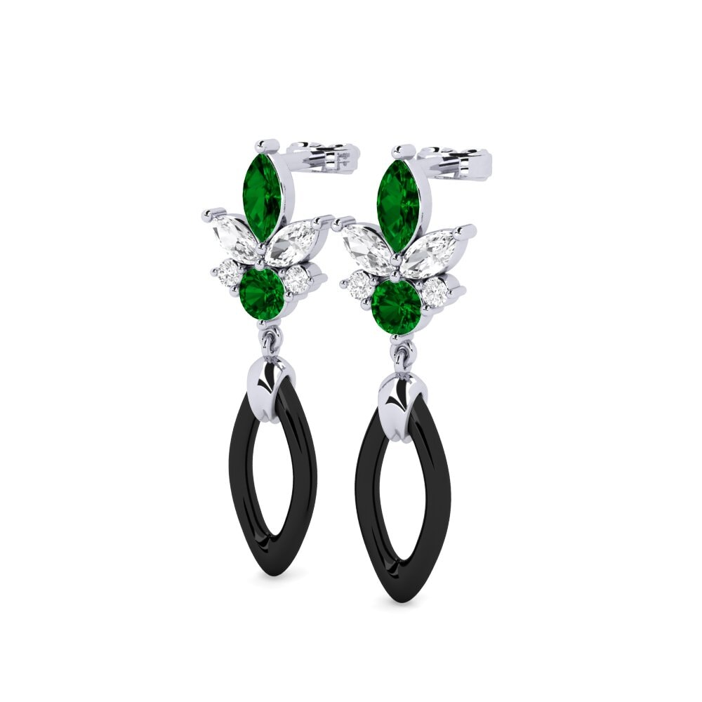 White Silver Green Zirconia Women's Earring Alteha