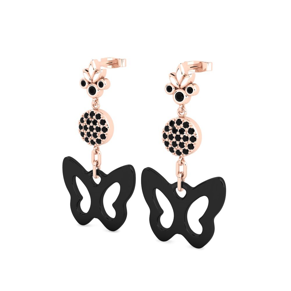 14k Oro Rosa Ónix Negro Pendiente de mujer Altin