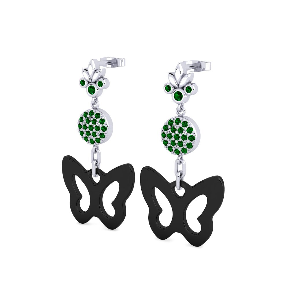 White Silver Green Zirconia Women's Earring Altin