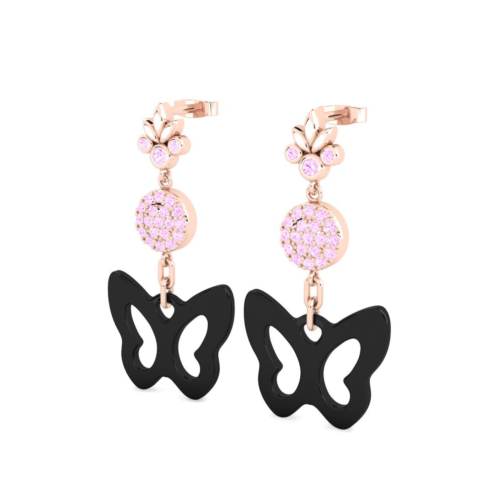 14k Oro Rosa Zafiro Rosado Pendiente de mujer Altin