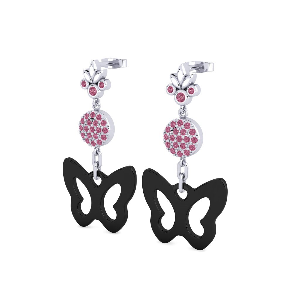 Platino 950 Granate Rhodolite Pendiente de mujer Altin