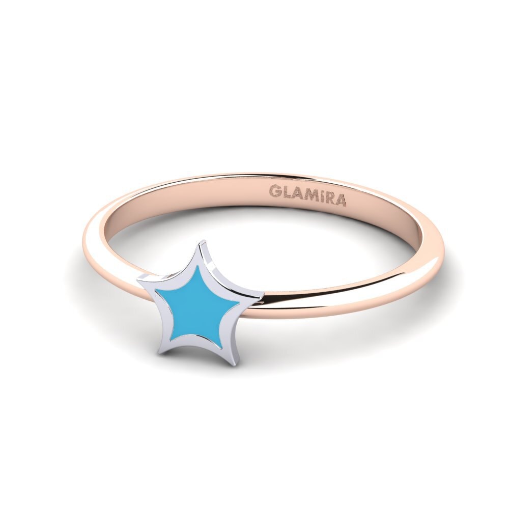Stars 14ct Rose & White Gold Plain Design Rings