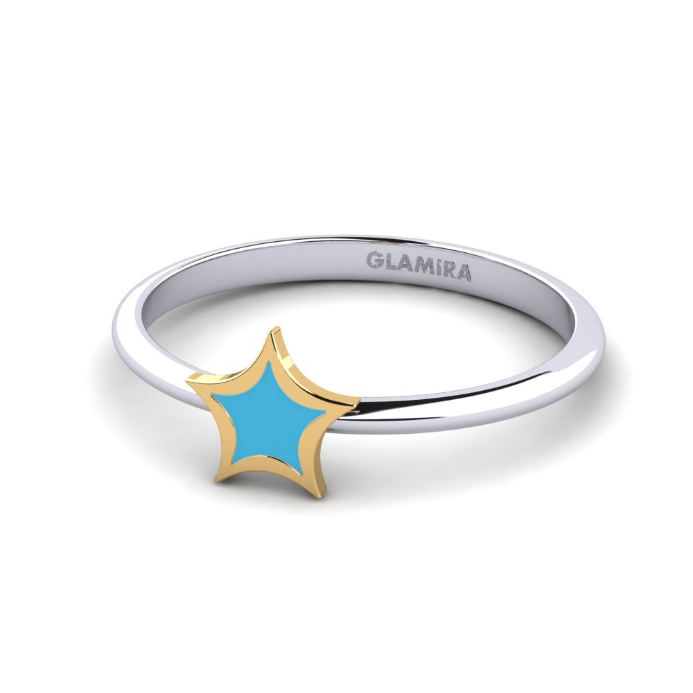 Stars 14ct White & Yellow Gold Plain Design Rings