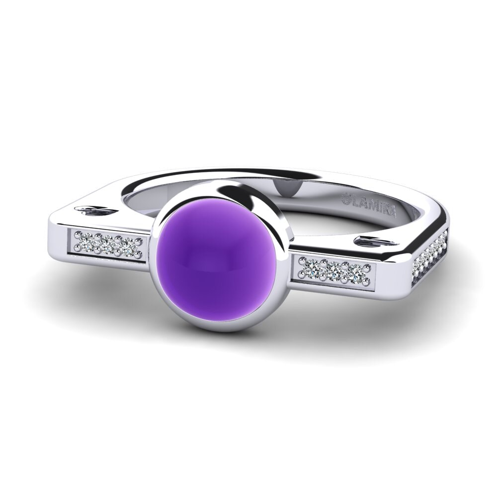 950 Palladium Cabochon Amethyst Ring Alversita