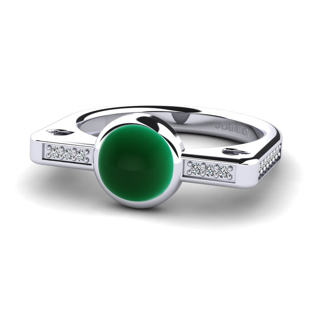 950 Palladium Cabochon Emerald Ring Alversita