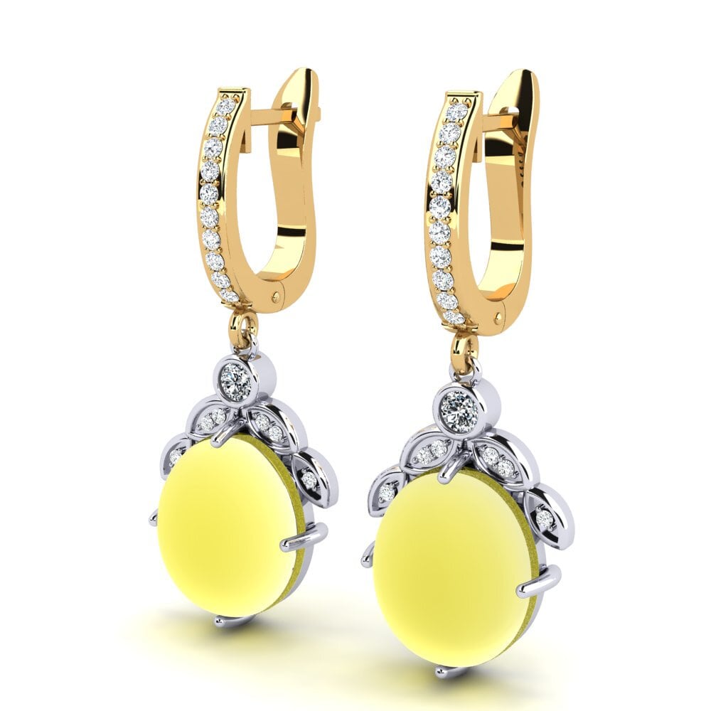 14ct White / Yellow Gold Cabochon Lemon Topaz Women's Earring Alvertia